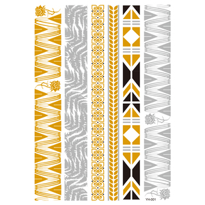 Pegatinas de Tatuajes Temporales Metálicos Dorados y Plateados para Brazos y Muñecas, Arte Corporal Impermeable para Mujeres, Decoración para Fiestas y Festivales - Product Image 4