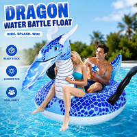Piscine gonflable personnalisée en forme de dragon avec pistolet à eau, flotteur gonflable double place pour bataille aquatique, idéal pour les fêtes au bord de la piscine