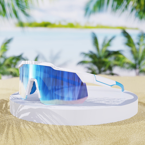 משקפי שמש ספורטיביים לריצה, רכיבה על אופניים, טיפוס הרים ואופני הרים, מסגרת לבנה TR90 איכותית בהתאמה אישית סיטונאית, הגנה UV400 - Product Image 3