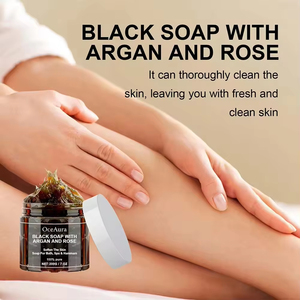 <span class=keywords><strong>Savon</strong></span> <span class=keywords><strong>noir</strong></span> africain personnalisé OEM avec huile d'argan marocaine, <span class=keywords><strong>gommage</strong></span> corporel à la rose, purifie, nettoie, exfolie, produits de beauté - Product Image 3