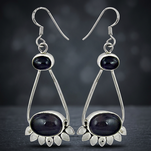 925 Silver Onyx Drop <b>Earrings</b> for Women Black Gemstone Fashion Jewelry - Product Image 4