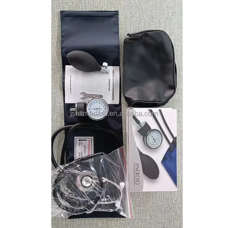 Manual bp apparatus blood pressure machine aneroid sphygmomanometer kit medical manual arm with dual head stethoscope