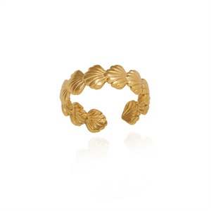 Fashionable INS Stainless Steel Non-fading Jewelry with Link Chain Ocean Shell Open and <b>Adjustable</b> <b>Rings</b> - Product Image 1