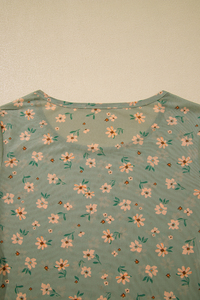 Dear-Lover Vente en gros Femmes Laurel Green Vintage Floral Print Southern Style Mesh Top à manches longues - Product Image 6