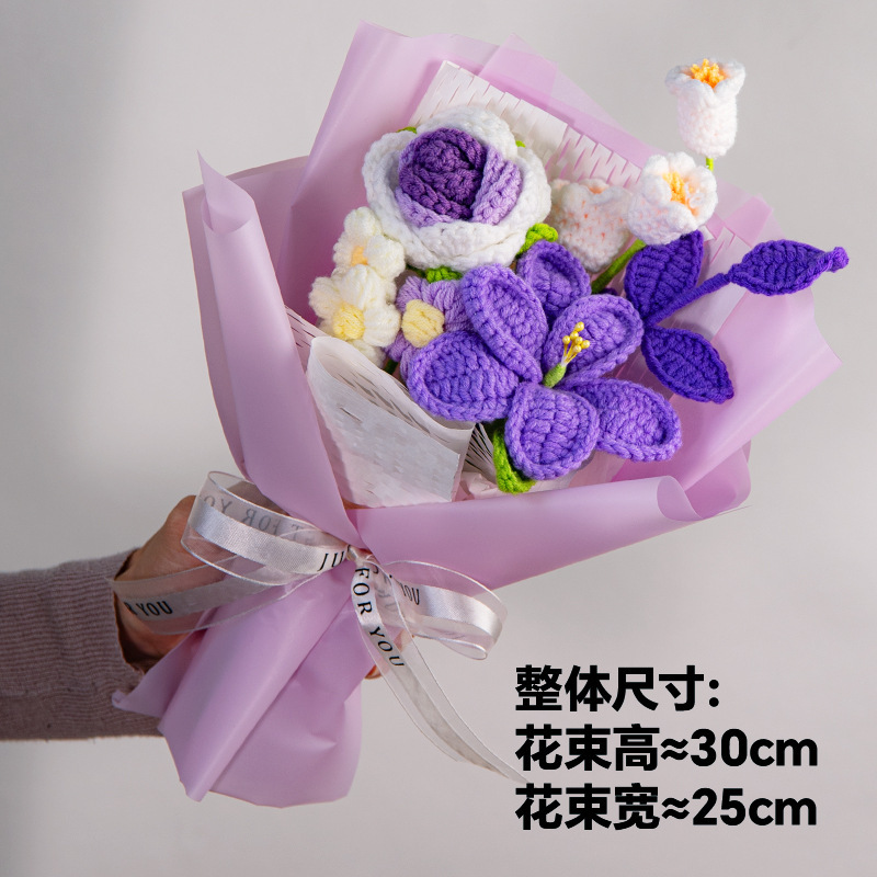 Purple rose and lily mini bouquet