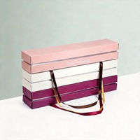 Boîte d'emballage pour tiramisu rectangulaire rose écologique personnalisée, imperméable, avec poignée en ruban