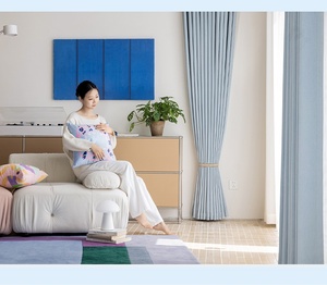Rideaux occultants en chenille <span class=keywords><strong>double</strong></span> face de couleur unie pour chambre à coucher, ensemble complet haut de gamme avec tringle, sur mesure, modernes pour <span class=keywords><strong>baie</strong></span> vitrée - Product Image 5