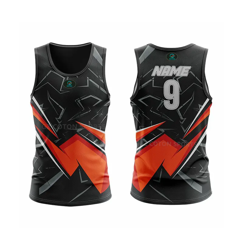 High quality polyester mesh fabric touch rugby uniform quick dry Cheap Custom Sublimated touch football singlet