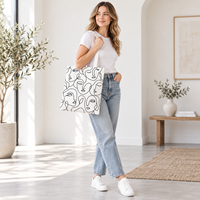 Sac fourre-tout en toile personnalisé avec impression de lettres, écologique, réutilisable, en coton, avec longues poignées, sac à bandoulière pour femmes, pour les courses quotidiennes
