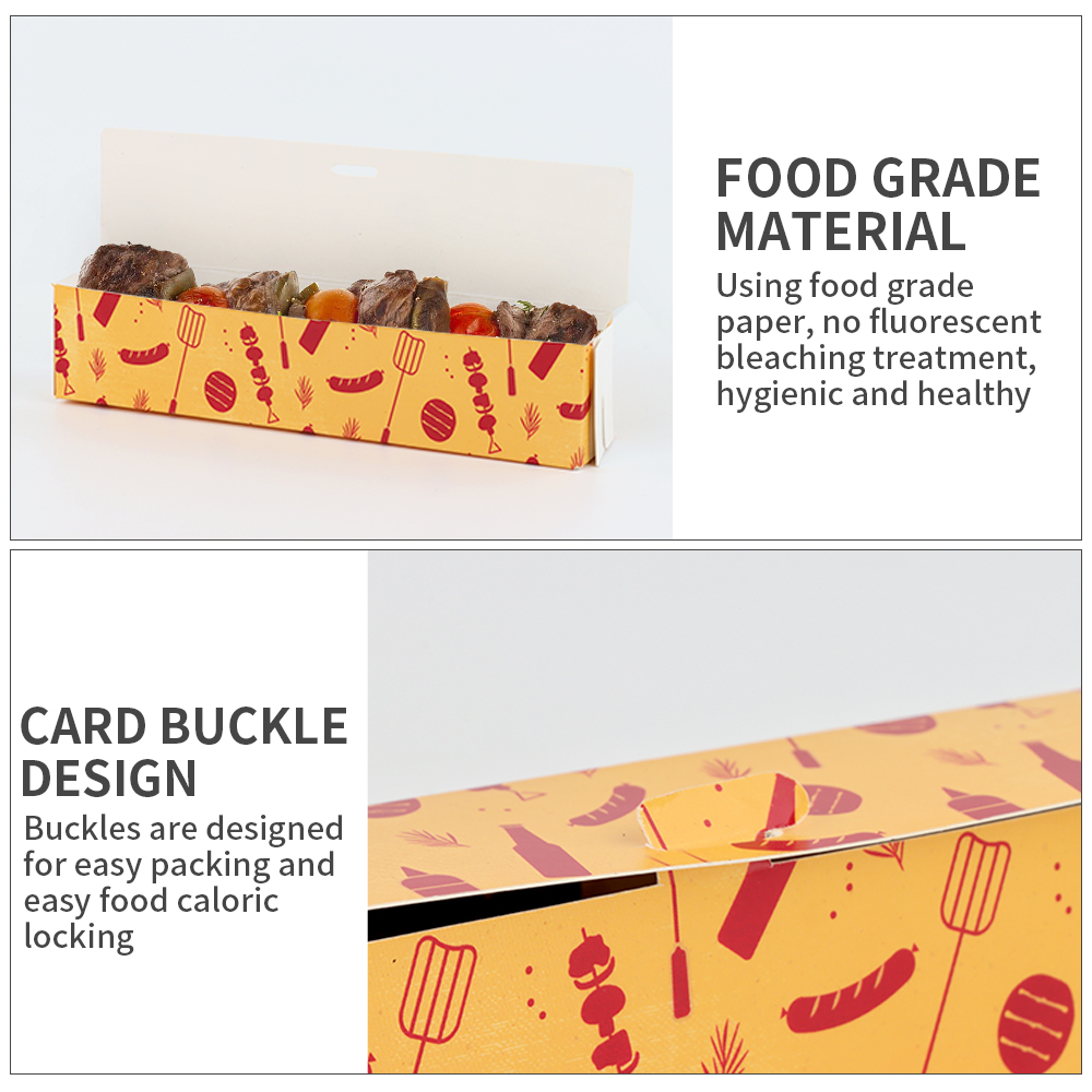 Long Hot dog paper box food grade packaging Rectangular Hamburgers logo paper takeaway box