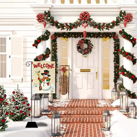 Drapeau de jardin de Noël de haute qualité 12x18 pouces en lin, bonhomme de neige, motif 'Let It Snow', écharpe à carreaux, décoration personnalisée