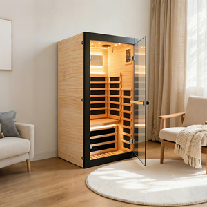 Sauna Rectangular de Madera Sólida de Pino Chileno con Panel Inteligente, 120V, Cabina de Sauna Infrarroja para 1 Persona, para Spa - Product Image 4