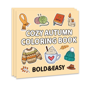 Livre de coloriage personnalisé en gros, mignon et confortable, pour adultes et adolescents, impression de livres de dessin d'automne douillets de 40 pages pour enfants - Product Image 3