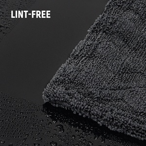 Livos Serviette de séchage pour voiture en microfibre de haute qualité 1000GSM, double face, gris foncé, motif ondulé, sans bord, douce - Product Image 5