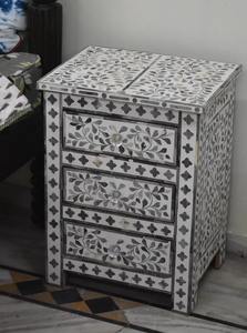 Exportateur indien de commode de rangement en os incrusté fait main de luxe pour salon, chambre à coucher et décoration intérieure à vendre - Product Image 2