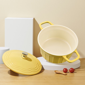 Marmite <span class=keywords><strong>en</strong></span> aluminium émaillé avec couvercle, double poignée, plusieurs tailles, pour cuisson sur cuisinière domestique, vente <span class=keywords><strong>en</strong></span> gros - Product Image 3