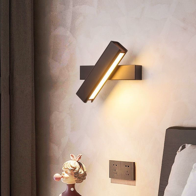 Nordic Minimalist Style LED Wall Lamp Modern Interior Bedroom with Aisle Staircase Rotate Living Room Background Iron Body
