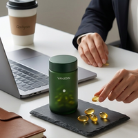 Pot en verre vert mat de 180 ml, vide, pour compléments alimentaires, avec dégradé de couleurs, à large ouverture, vente en gros directe usine