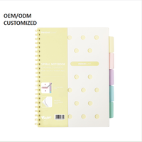 Meilleure vente carnet à spirale 100 feuilles format A4/A5 couverture rigide papier organisateur couleur index onglet diviseur pour cadeau journal organisation