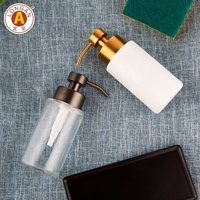 Botol Sabun Kaca Buram Kosong 300 ml Bentuk Bulat Bukaan Lebar Botol Sabun Cuci Tangan Berbusa dengan Kepala Pompa