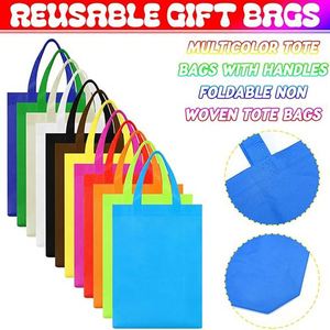 Colorful Non-Woven Tote <b>Bags</b> with Handles <b>Reusable</b> Durable Party Gift <b>Bags</b> Environmentally Friendly Shopping <b>Bags</b> for Birthdays - Product Image 2