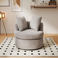 Fauteuil pivotant à 360 degrés VOXHOME, fauteuil d'appoint rond, revêtement en lin, canapé simple pour salon, appartement, chambre à coucher