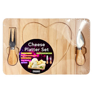 Tabla de servir de madera rectangular y juego de cuchillos de acero inoxidable, tabla de quesos y bandeja de regalo de herramientas para servir <span class=keywords><strong>pizza</strong></span> - Product Image 1