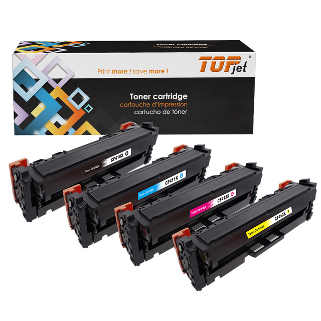 Topjet CF410X CF411X CF412X CF413X 410X Compatible Color Toner Cartridge Set for HP M452NW M477FDW M452DN M477DW Printer