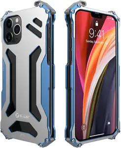 Casing logam untuk iPhone 12 Pro Max Gundam, Aluminium logam tahan guncangan bingkai Bumper warna ganda oksidasi casing logam aluminium