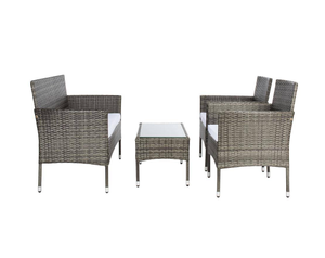Set Divano da Esterno Moderno in Metallo e Rattan PE, Impermeabile, Pieghevole, Comodo, 4 Posti, <span class=keywords><strong>per</strong></span> Cortile e <span class=keywords><strong>Giardino</strong></span> - Product Image 3