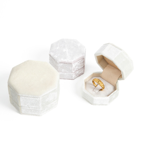 Zebo Luxurious Octagonal Velvet Jewelry Box Set with Custom Logo Customizable Color <b>Ring</b> Pendant Packaging for Jewelry Brands - Product Image 3
