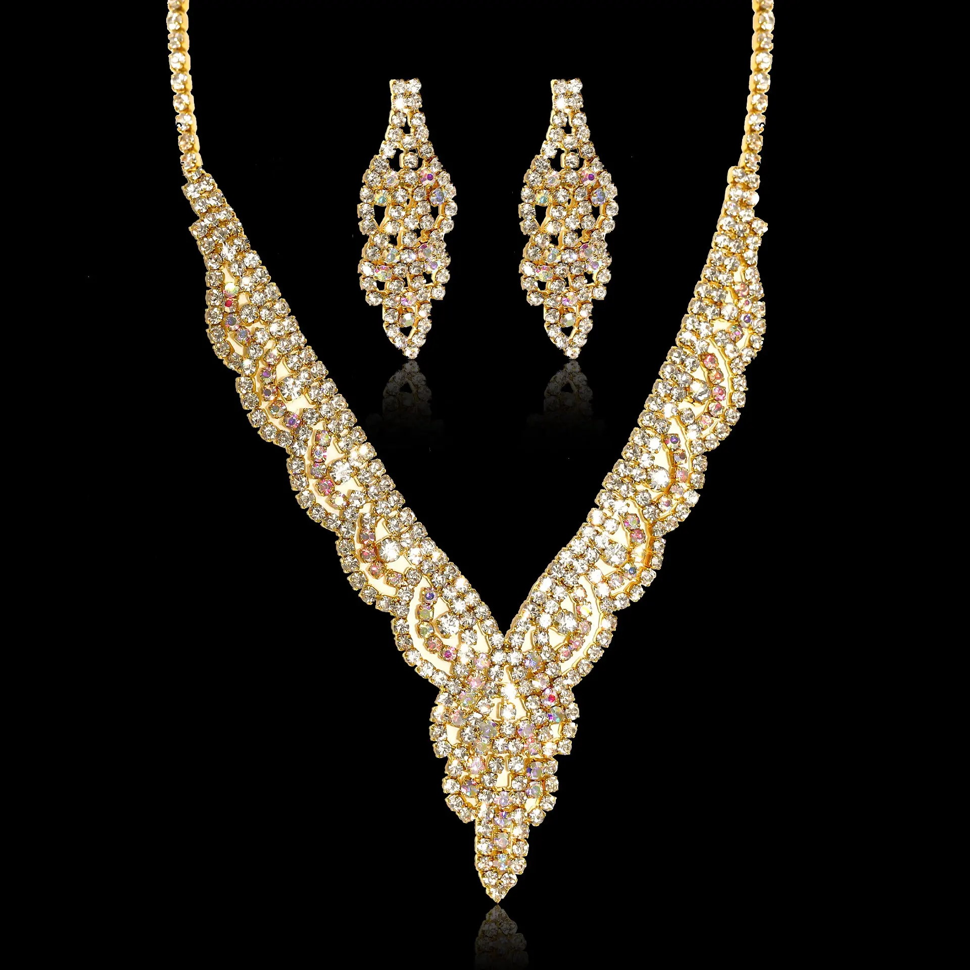 Hyacinth African Wedding Necklace Wholesale Jewellery New women's Fashion 18k gold Color Luxury Wedding Jewelry Set
