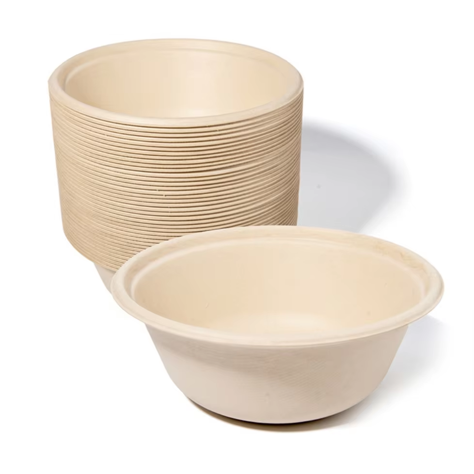 Wholesale Disposable Sugarcane Pulp Paper Bowl Thickened Plate for Takeaway Packing for Noodles Cookies Barbecue Camping-Factory