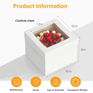 Hộp bánh tùy chỉnh có cửa sổ đựng bánh quy, bánh rán, hộp bánh dùng một lần có nắp, hộp bánh màu trắng - Product Image 2