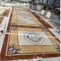 Carreaux de sol en marbre poli à jet d'eau, design moderne personnalisé, pour la décoration d'hôtels et de villas, respectueux de l'environnement