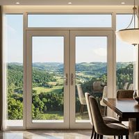 Porte à double battant chinoise moderne, durable, personnalisée, en acier inoxydable, avec verre trempé à rupture de pont thermique et étanche