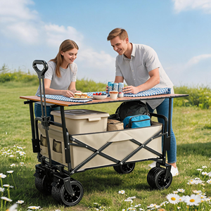 Navyice Folding Camping Wagon 200kg Load 12 Bearing Pro System Auto Rebound Handle with Table Top 40HQ FCL Bulk Wholesale - Product Image 1