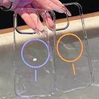 Étui de chargement sans fil magnétique transparent rigide pour iPhone 12 13 14 15 16 Pro Max Plus, coque arrière transparente, accessoire CHAOYIDINA