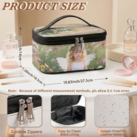 Bolsa Organizadora de Maquillaje Multifuncional de Doble Capa de Cuero PU con Impresión de Foto Personalizada, Bolsa de Almacenamiento de Cosméticos de Viaje de Gran Capacidad