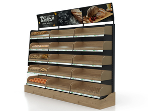 Estantería Elegante de Hierro y Madera Maciza para Supermercado, Estante Versátil de Alta Visibilidad para Pan y Frutas - Product Image 2