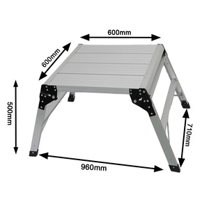 Plateforme de travail pliante en aluminium robuste, capacité 150 kg, grande surface de stationnement, échelle-banc pour cloisons sèches et entretien - Product Image 3