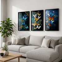 Peinture murale décorative de haute qualité pour la maison, peinture murale numérique imprimée UV, peinture sur verre papillon, peinture sur porcelaine cristalline