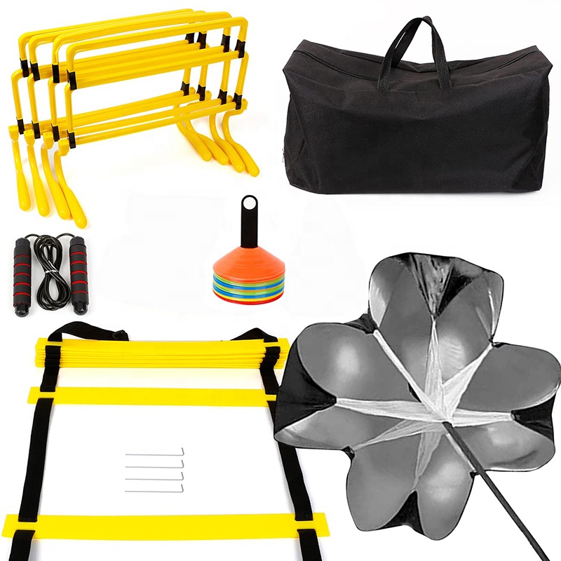 Комплект оборудования для тренировок в тренажерном зале, дешевый ремень для футбола, парашютный диск, конусы, ленты, набор для скорости, набор для тренировок с препятствиями и лестницей