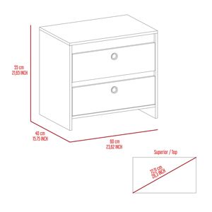 DB Otom Modern One-Open <b>Shelf</b> One-Drawer Nightstand with Superior Top Four Legs in Smokey Oak/<b>White</b> for Bedroom or Apartment Use - Product Image 6