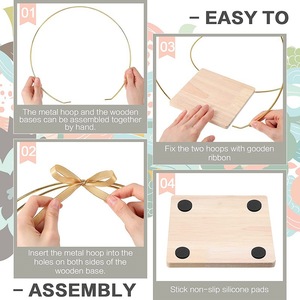 Cercle floral rond en métal <span class=keywords><strong>de</strong></span> 12 pouces avec support en bois, accessoires décoratifs pour l'artisanat, le bricolage, les mariages, les événements et les décorations <span class=keywords><strong>de</strong></span> fête - Product Image 4