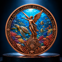 Pièce de monnaie commémorative en cuivre pur 999 de 1 oz, 2026, motif tortue de mer, colorée, souvenir de collection, pièce de défi, thème Récif corallien océanique