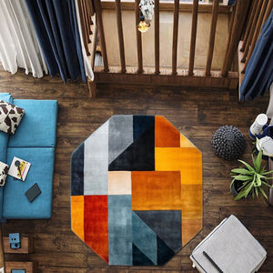 Alfombra Moderna Abstracta de Forma Irregular, Hecha a Mano con Lana de Nueva Zelanda, de Pelo Alto, Vibrante y Colorida, Antibacteriana e Impermeable - Product Image 4