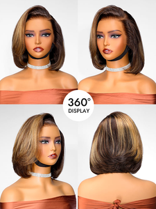 Mũ Nhỏ Kích Thước Tóc Con Người Cho Ren Phía Trước Glueless Ngắn <span class=keywords><strong>Bob</strong></span> Tóc Giả Nổi Bật Side Phần Lớp Thẳng <span class=keywords><strong>Bob</strong></span> Sẵn Sàng Đi Trong Suốt - Product Image 6