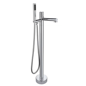 Robinet de baignoire moderne autoportant avec cascade, en laiton chromé, monocommande, avec douchette à main HD-177 - Product Image 3