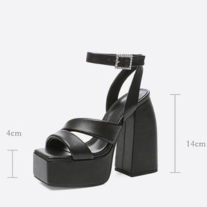 Nouvelles arrivées de sandales compensées à <span class=keywords><strong>talon</strong></span> haut et bout carré pour femme sandales sexy à <span class=keywords><strong>talon</strong></span> épais pour le souper - Product Image 4